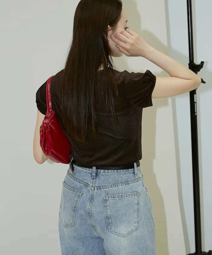 Puff Sleeve Sheer Flocky T-Shirt Limited Edition
