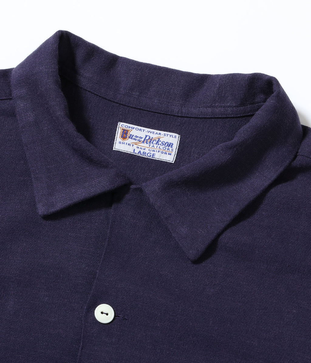 U.S. NAVY RAYON LINEN OPEN SHIRT with CHAIN EMBROIDERED