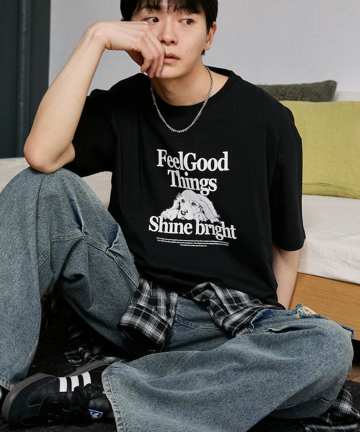 <Functional Material> Shime Bright Dog Print T-shirt Limited Edition