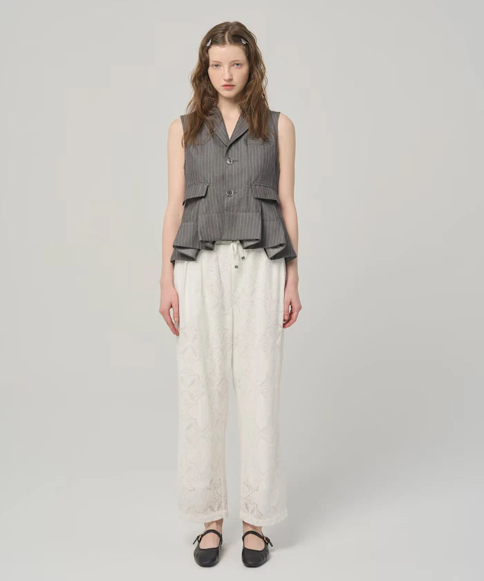 Pinstripe Flare Hem Short Vest