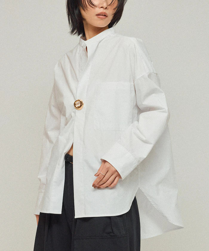 Oversized Long Sleeve Brooch Shirt