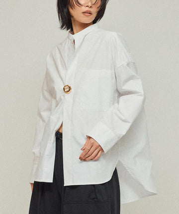 Oversized Long Sleeve Brooch Shirt