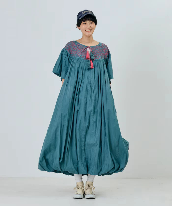 India Colored Smocked Balloon Dress