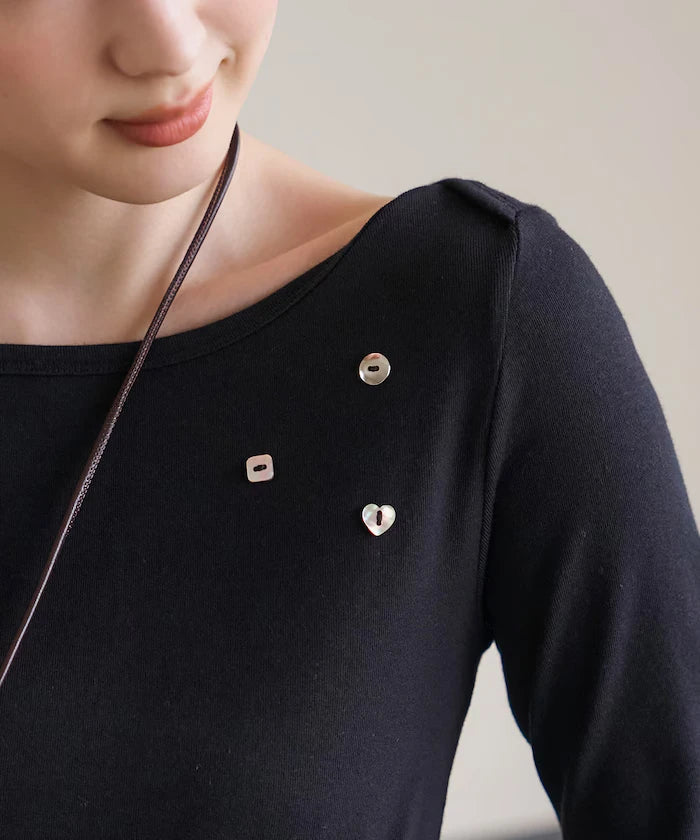Many Button Cotton Modal Long Sleeve T-Shirt