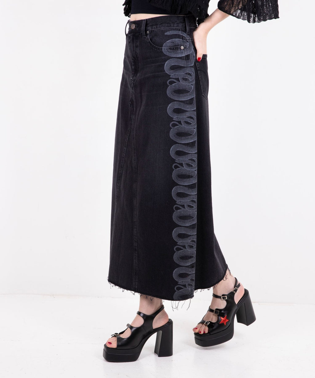 Snake Loop Remake Denim Skirt
