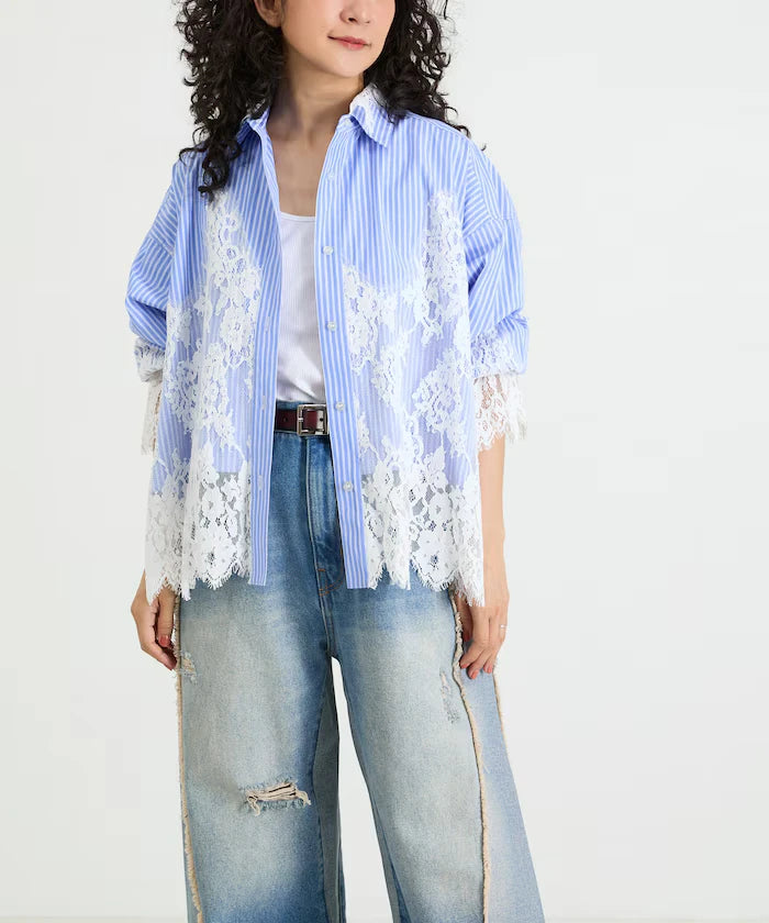 Lace Docking Stripe Shirt