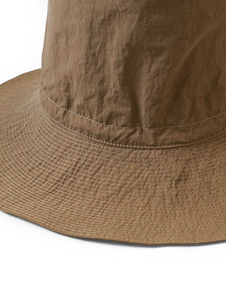 Nylon KONBU processed Pork Pie CAMP-HAT (long brim)