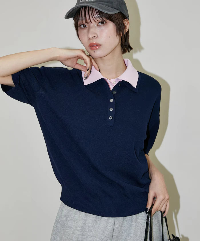 Color Scheme 2-Panel Collar Short Sleeve Knit Polo Shirt Limited Edition