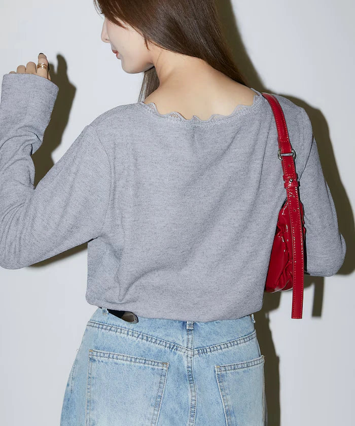Henley Neck Lace Long Sleeve T Limited Edition