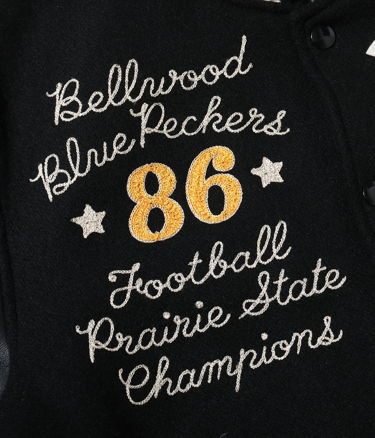 30oz. WOOL MELTON AWARD JACKET “BLUE PECKERS” (BLACK)