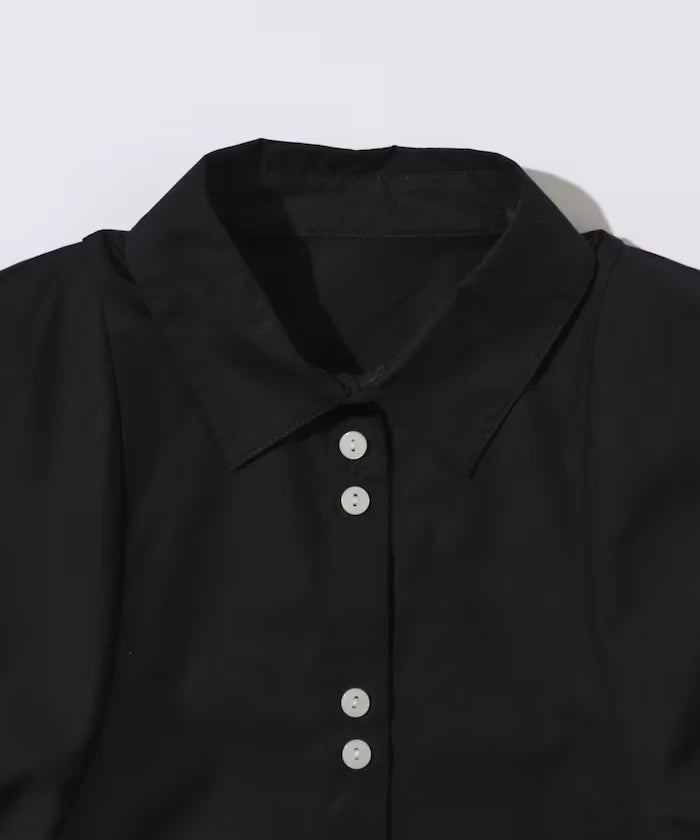 Color Added Balloon Sleeve Shirt / 5 Sleeve Blouse