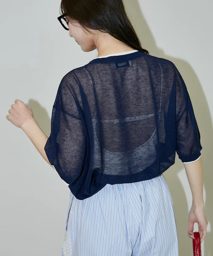 Washable linen color block henley neck knit top limited release