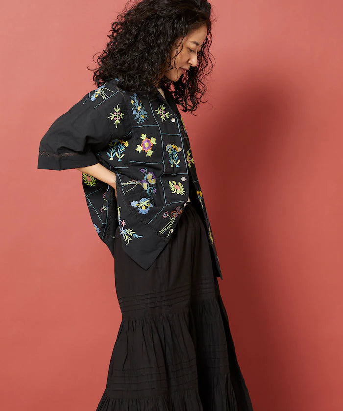 Patchwork Flower Embroidery Shirt