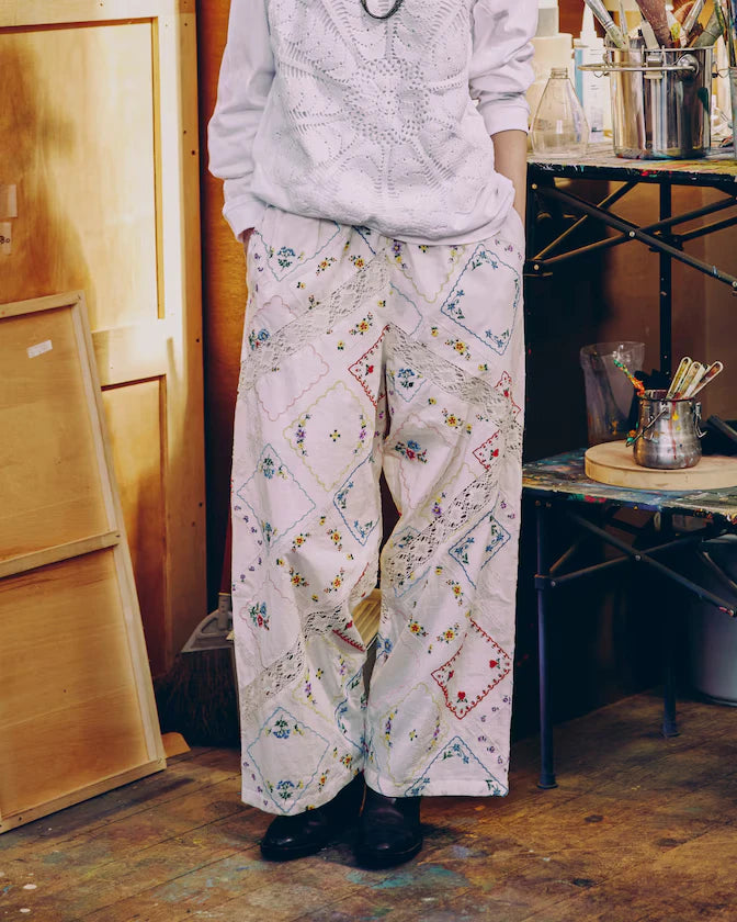Flower Handkerchief Embroidered Pants