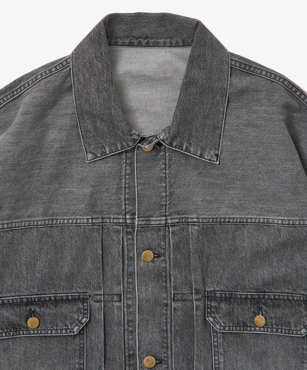 trucker jacket black denim bleached
