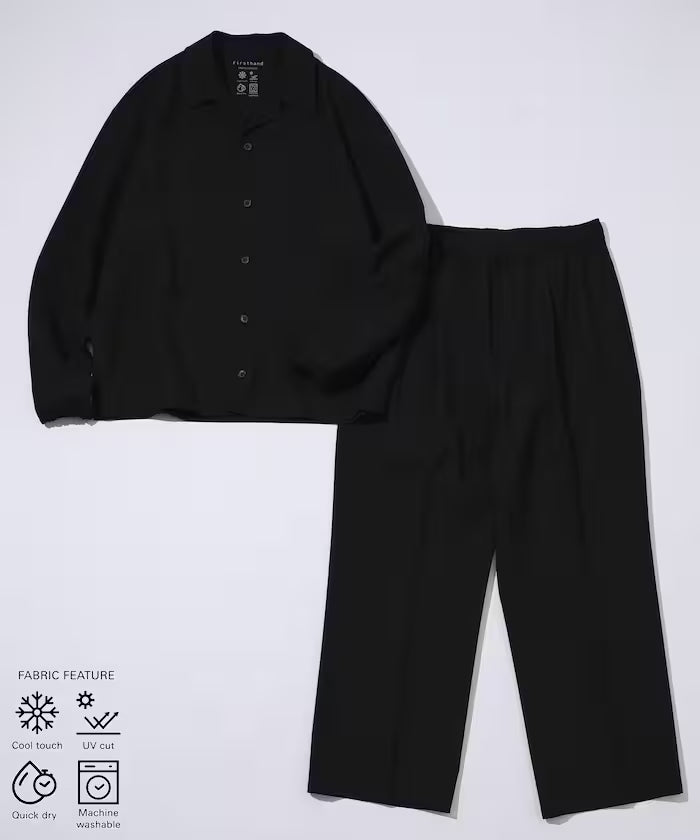 Functional Material Oversized CPO Shirt & Wide Easy Pants Setup / Washable / UV Cut / Quick Dry / Contact Cooling