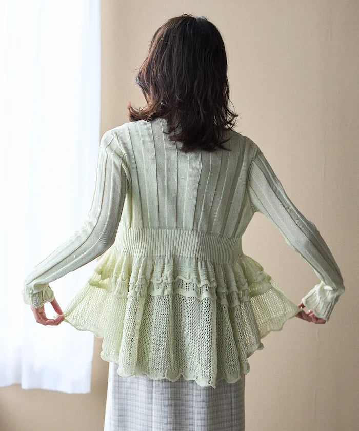 Japan Made Whole Garment Peplum Cardigan