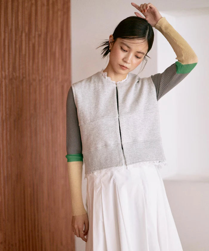 Organic Cotton Lace Sweat Vest / Lined Sweat