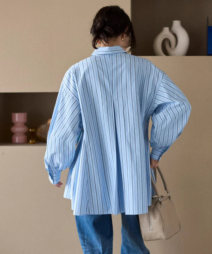 Flare Silhouette Skipper Balloon Sleeve Shirt