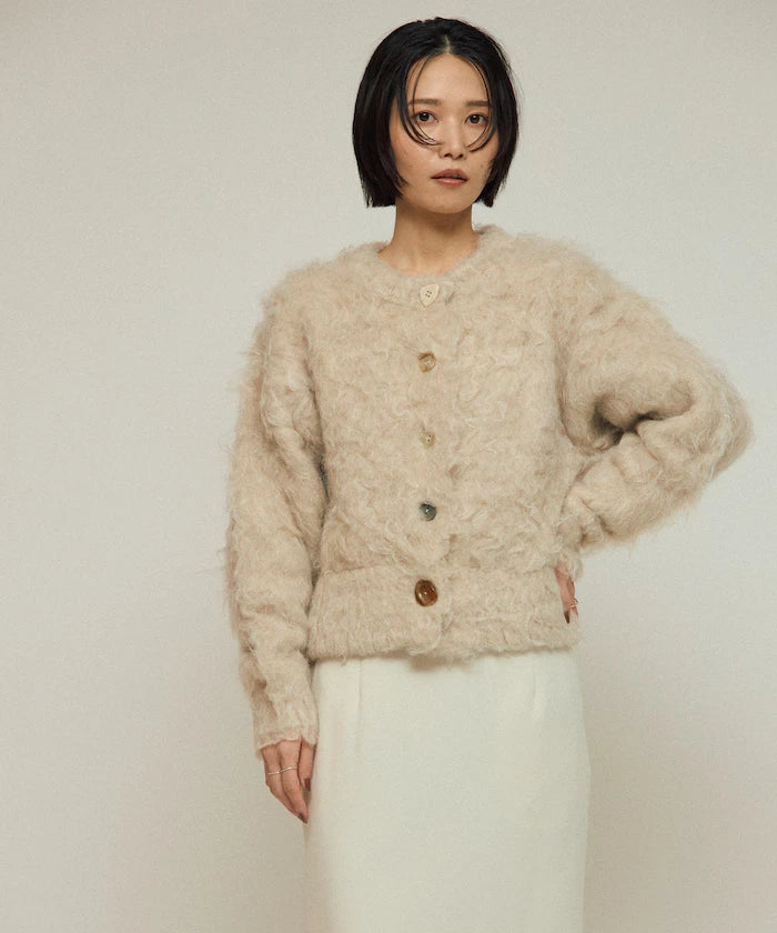 Variation Button Shaggy Knit Cardigan