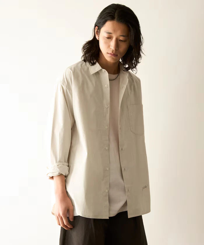 Nuance Color Oversized Regular Collar Long Sleeve Shirt