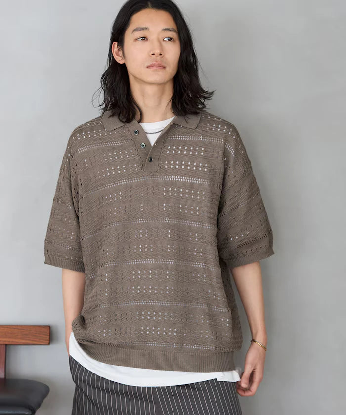 Big Silhouette Short Sleeve Knit Polo Shirt
