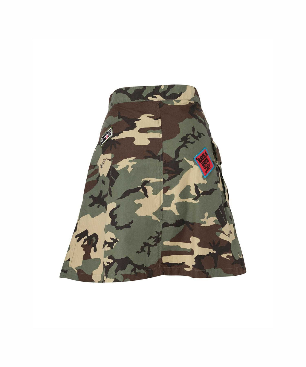 Military Pleated Wrap Skirt