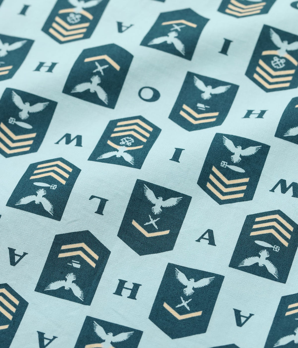 Cotton Broad Hawaiian Shirt 'Navy's Chevron'