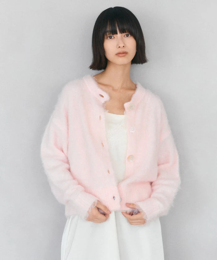 Variation Button Shaggy Knit Cardigan