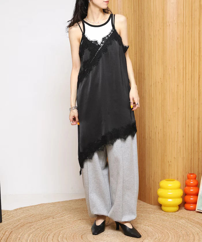 Lace Contrast Vintage Satin Camisole Top