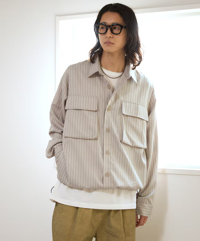 Spindle Stripe Shirt Jacket / Suitable for Setup