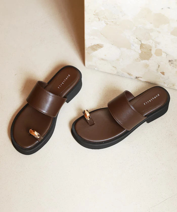 Metal Accent Thumb Loop Sandal