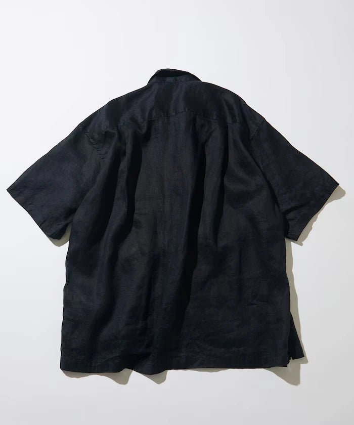Linen Open Collar Short Sleeve Shirt