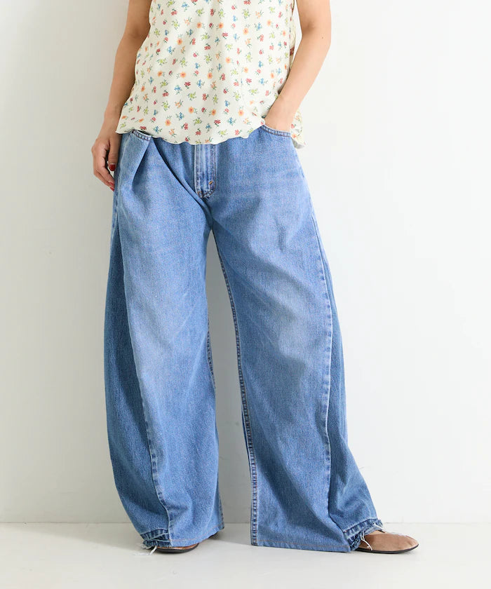 Vintage Remake Tuck Denim Pants