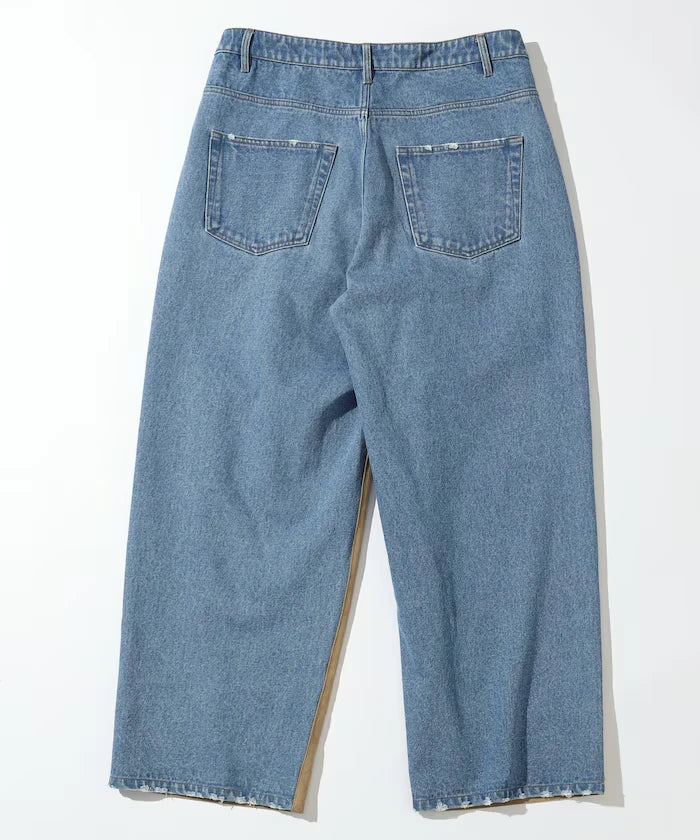 Chino Denim Docking Pants / Wide Straight Pants
