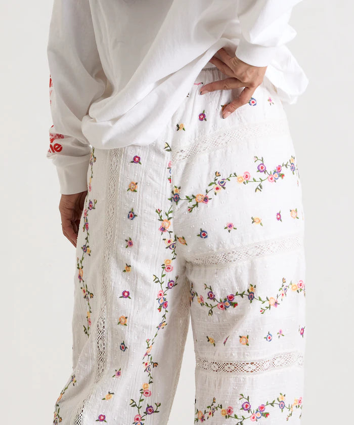 Dobby Floral Embroidery x Lace Pants