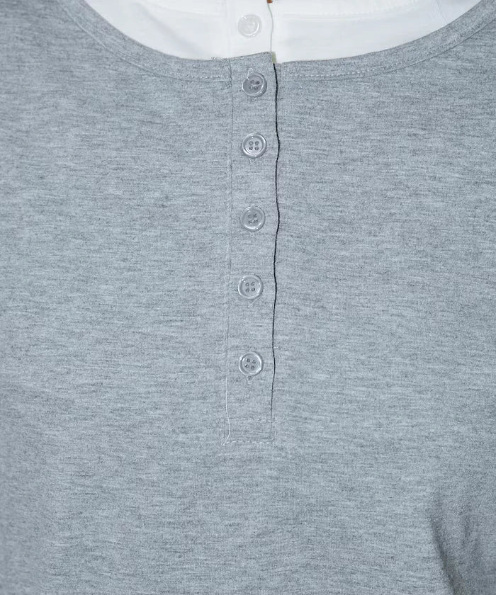 Layered Color Scheme Henley Neck T-Shirt Limited Edition