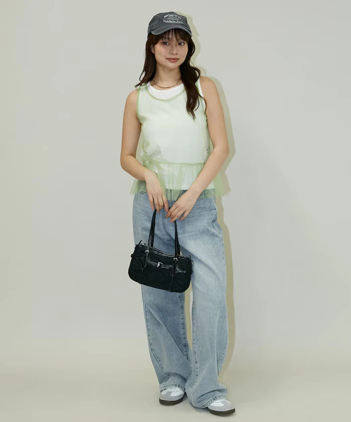 <Set Item> Tulle Layered Tank Top Limited Edition