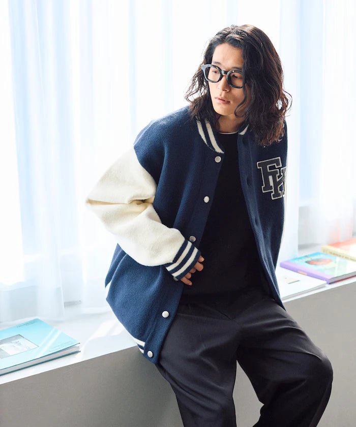 Relaxed Fit Logo Knit Varsity Jacket