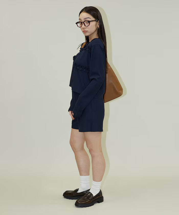 Frill Design Cardigan Short Pants Set Up Limited Release
