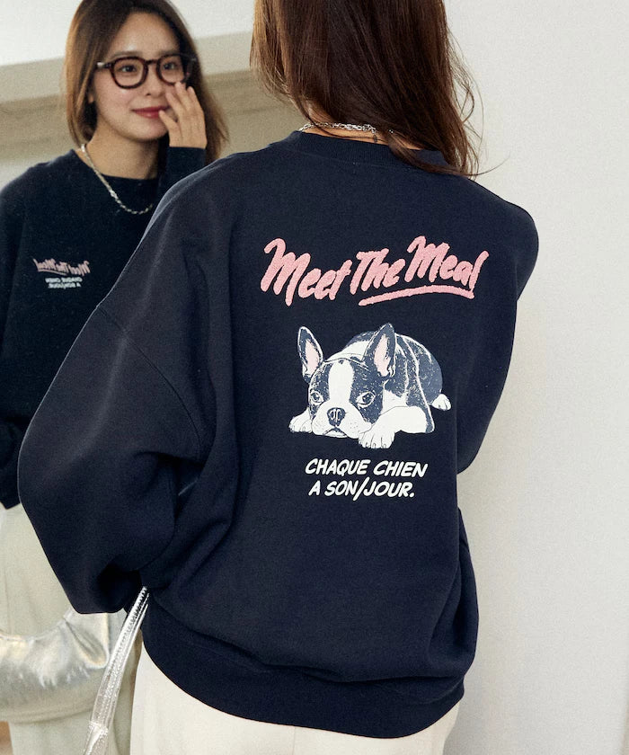 Sagara Embroidery French Bulldog Fleece-Lined Sweatshirt Limited Edition