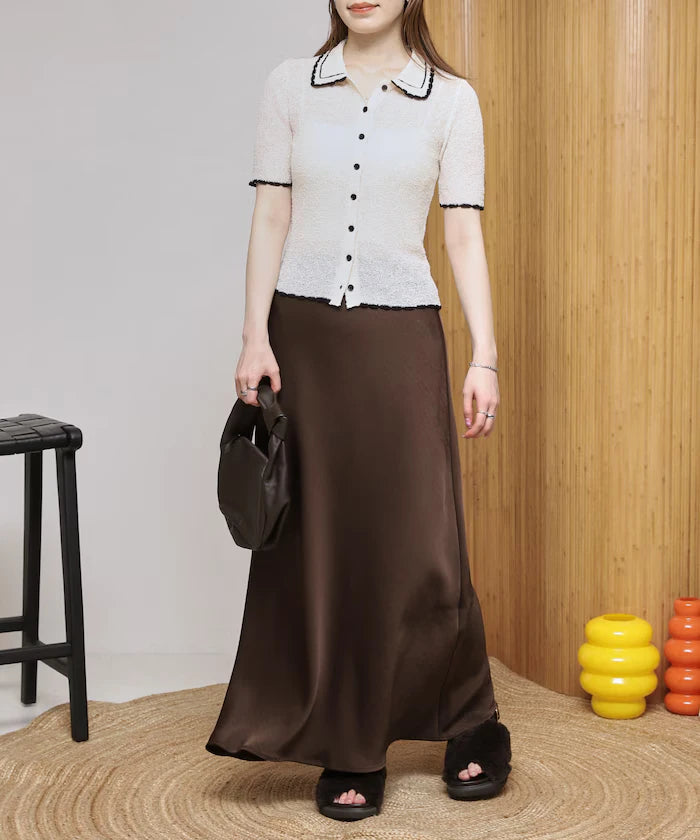 Color Embroidered Polo Collar Cardigan [Limited Edition]