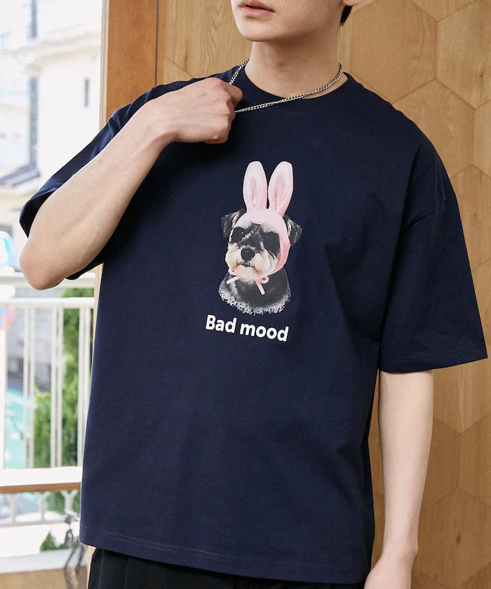 <Functional Material> Bad Mood Dog Print T-Shirt Limited Edition