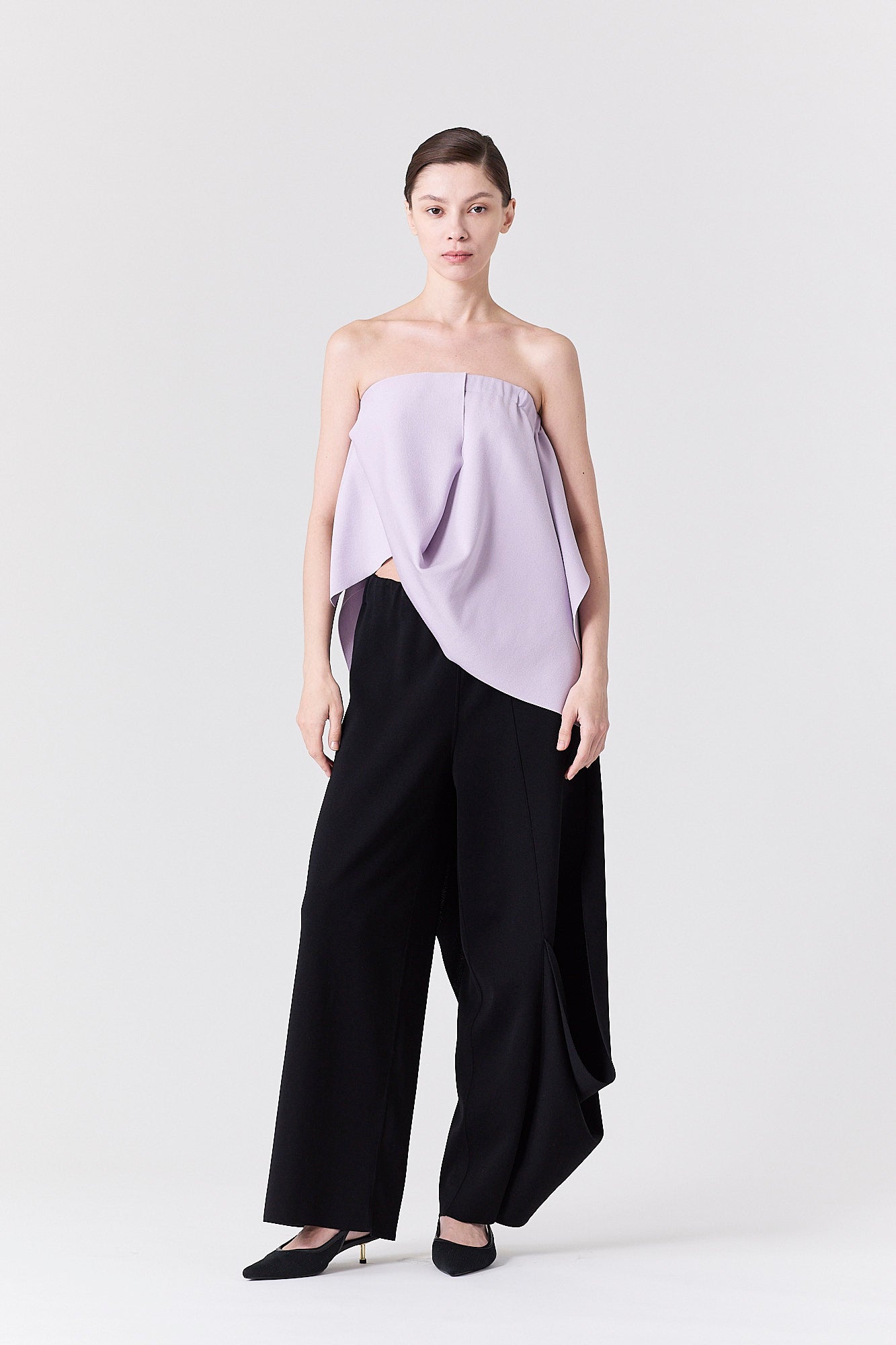 AC MILAN DRAPED STRAPLESS TOP