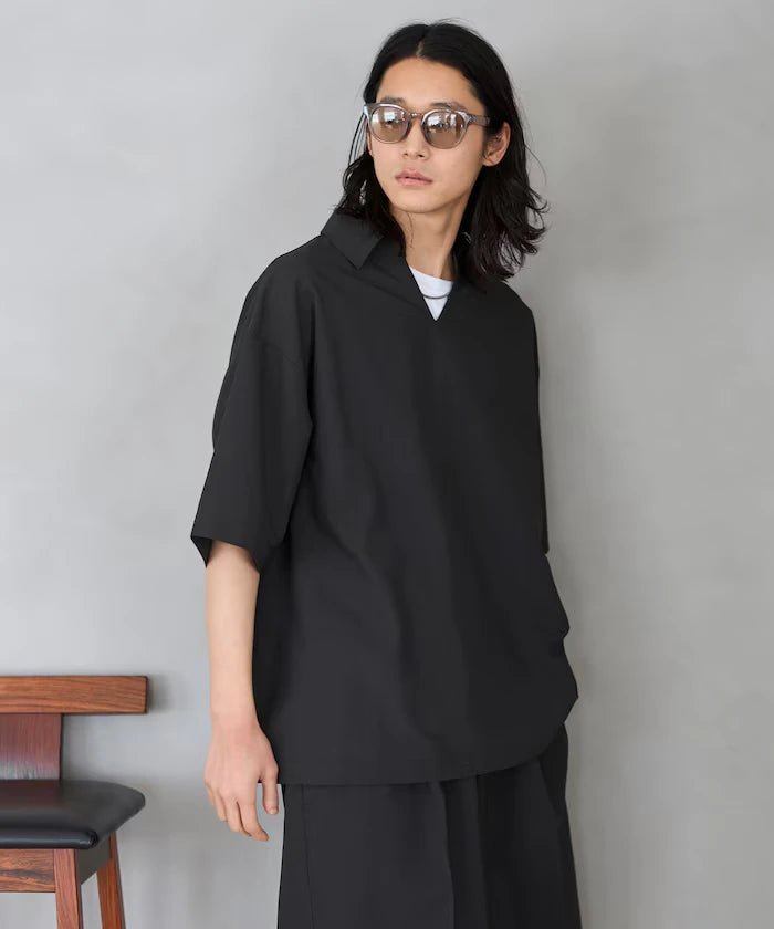 Functional Fabric Pullover Short Sleeve Shirt Set 3-piece Set / Washable / UV Cut / Quick Dry / Cool Touch