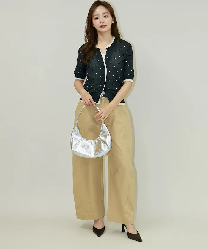 Dot Pattern Layered Short Sleeve Knit Cardigan Limited Release