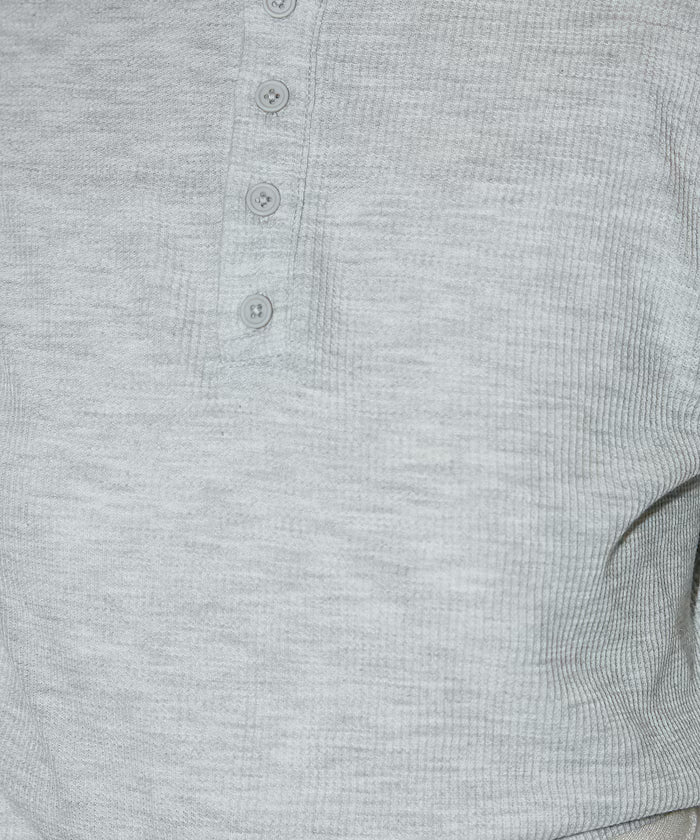 Light Waffle Henley Neck Long Sleeve T Limited Edition