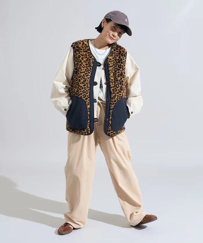Cotton Nylon Twill Reversible Boa Vest