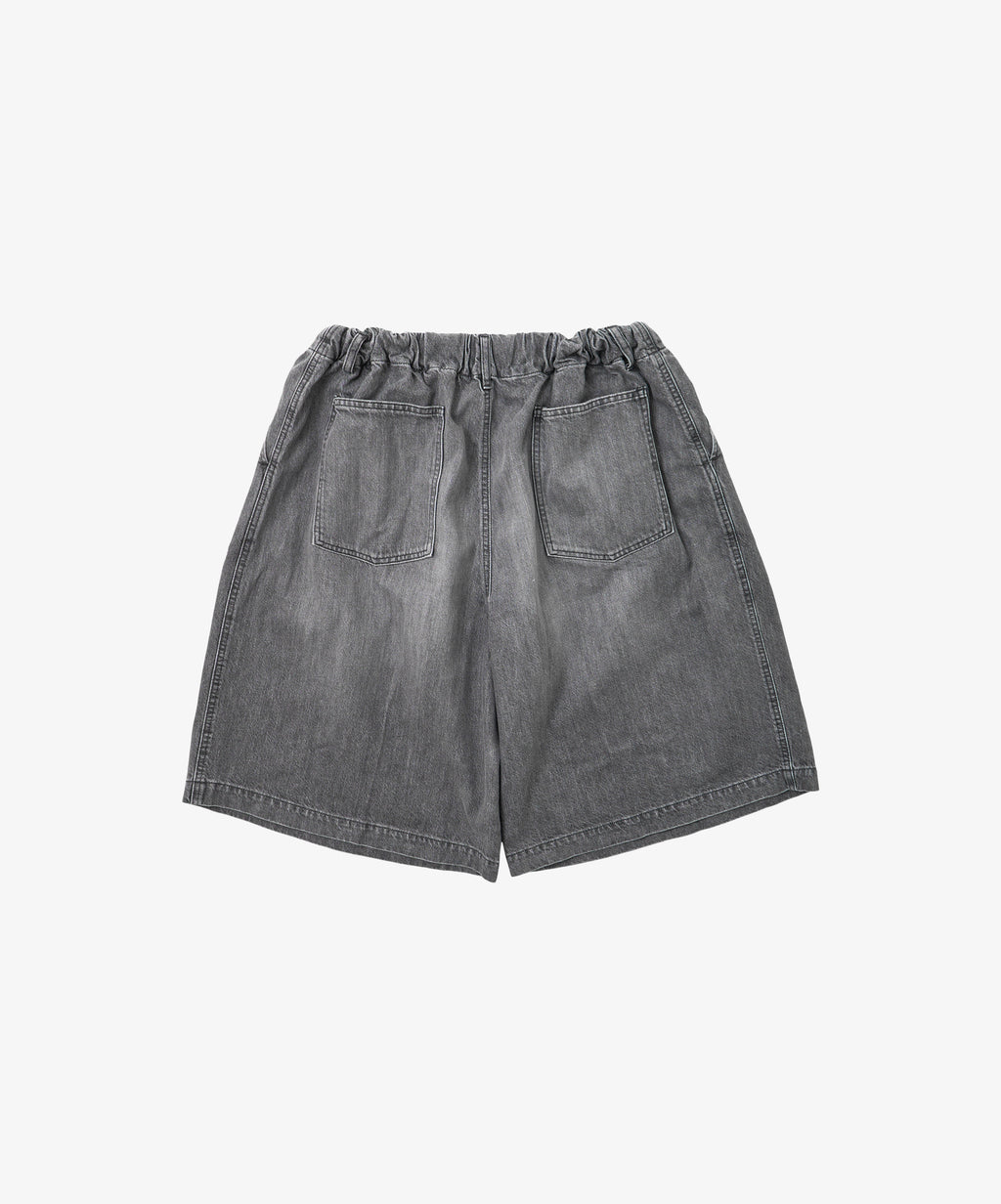 circular short pants black denim bleached