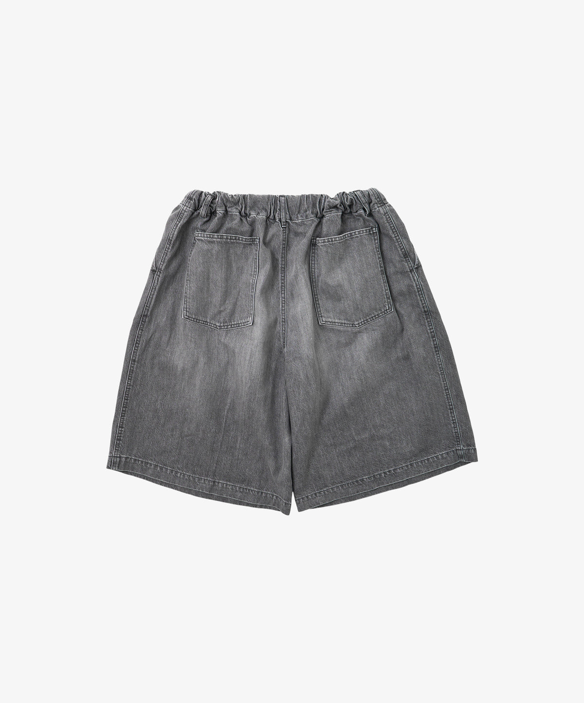 circular short pants black denim bleached